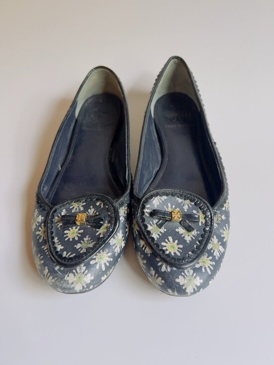 Tory Burch Shoes - Tory Burch Reva Floral Print Ballet Flats Daisy Leather Size 8 M Rare